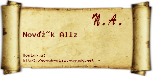 Novák Aliz névjegykártya