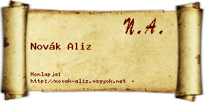 Novák Aliz névjegykártya